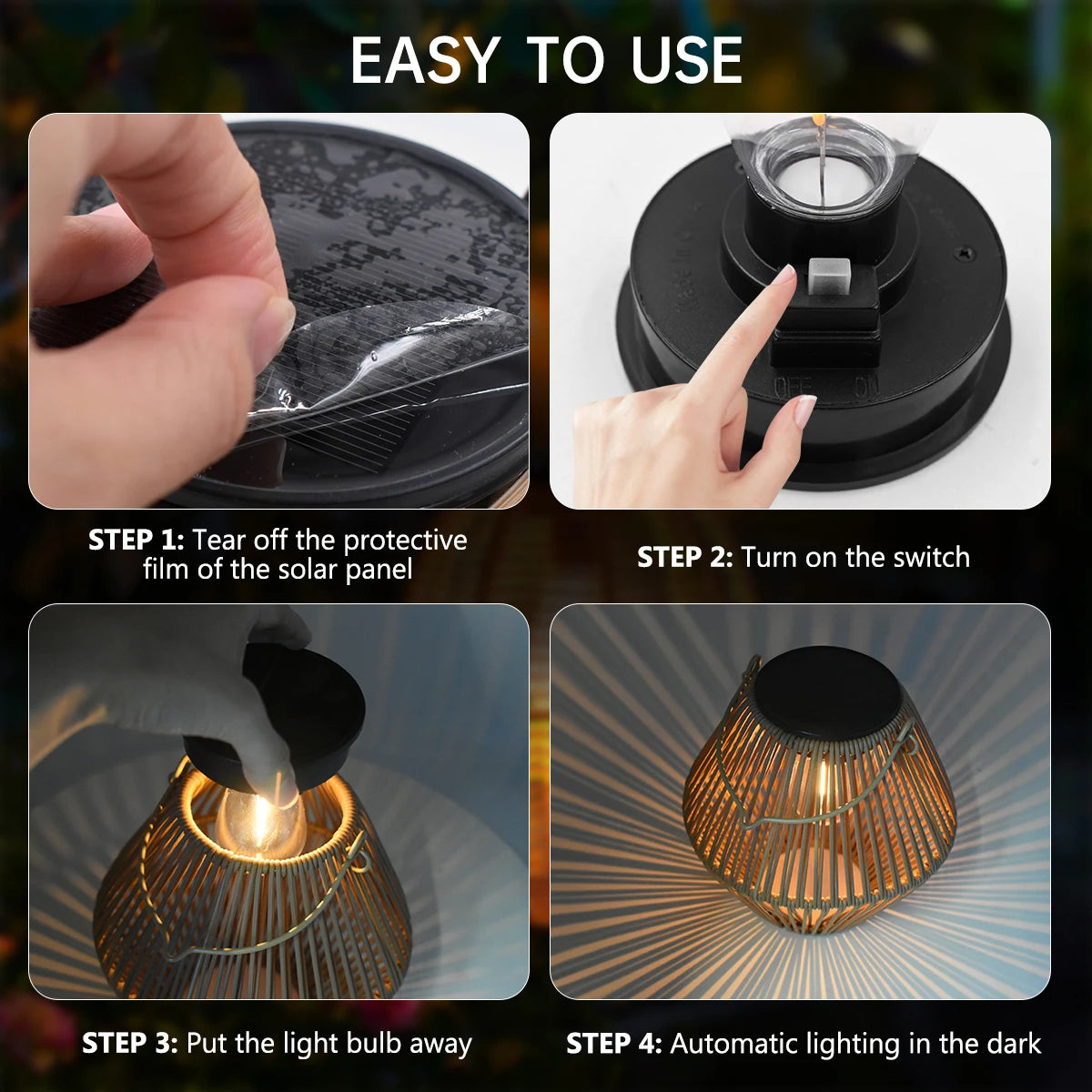 Woven Rattan Solar Lantern