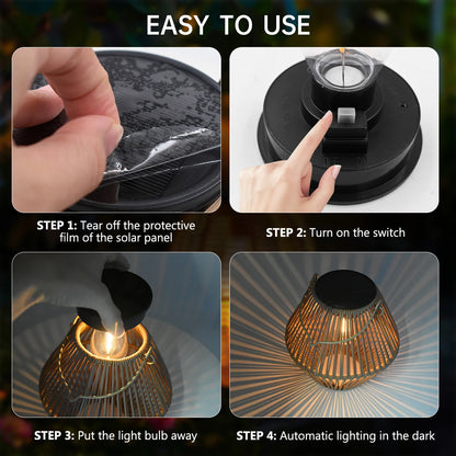 Woven Rattan Solar Lantern