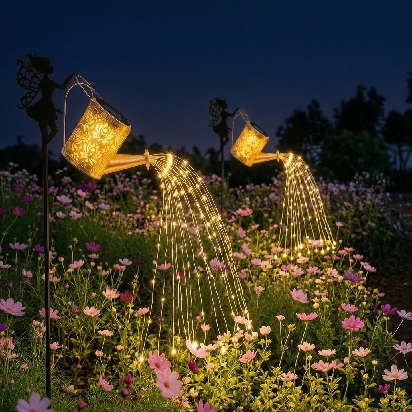 Solar Fairy Watering Can Lights – Outdoor Decorative Kettle with Cascading String Lights, Perfect for Garden Décor & Gifts