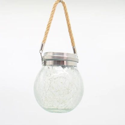 Solar Crackle Glass Jar Lights
