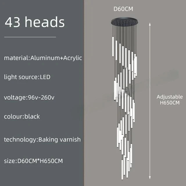 Modern LED Living Room Pendant Lighting Spiral Staircase Indoor Lamp Kitchen Home Decoration Nordic Luxury Ceiling Chandelier
