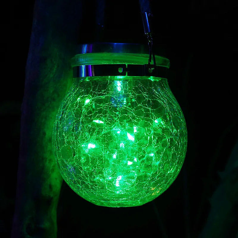 Solar Crackle Glass Jar Lights