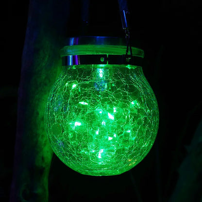 Solar Crackle Glass Jar Lights