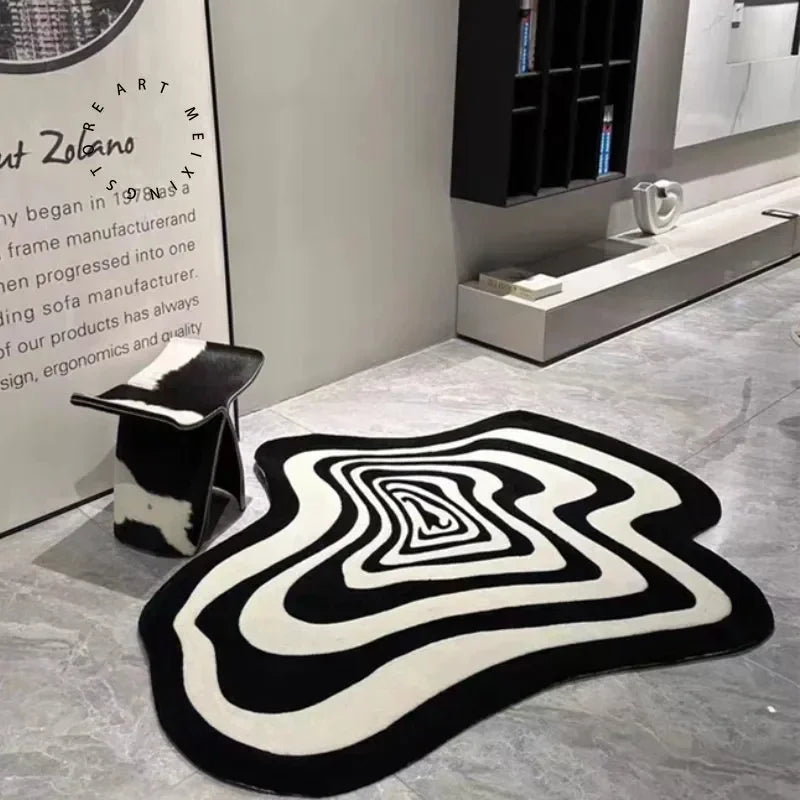 Creative Irregular Rug Living Room Carpet Black White Geometry Home Decoration Floor Mat Bedroom Area Rugs Entrance Doormat
