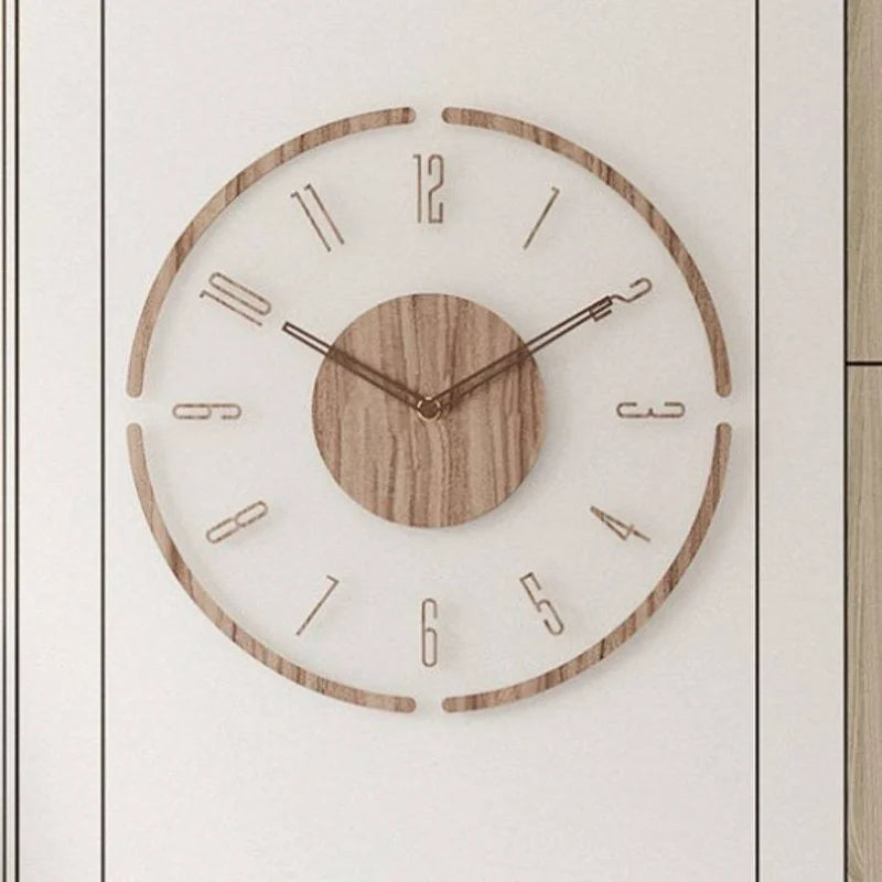 Hot Wall Clock Living Room Decoration Solid Wood Creative Silent Nordic Simple Quartz Clock Luxury Wall Watch Decor Fashion