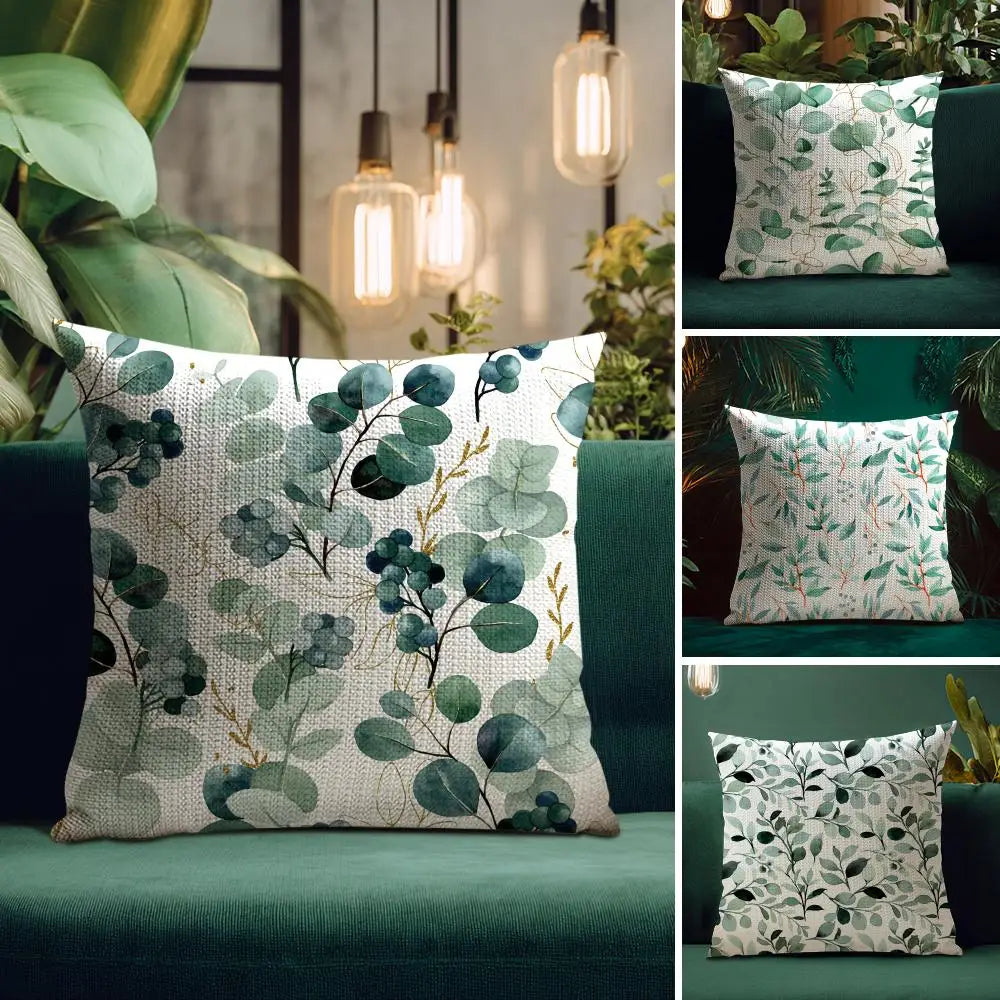 Watercolor Eucalyptus Linen Cushion Cover – cushion cover photo 5