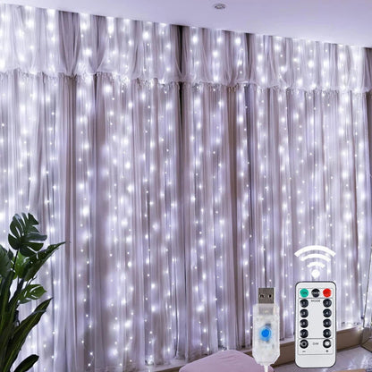 USB Remote Fairy Curtain Lights in Cool White
