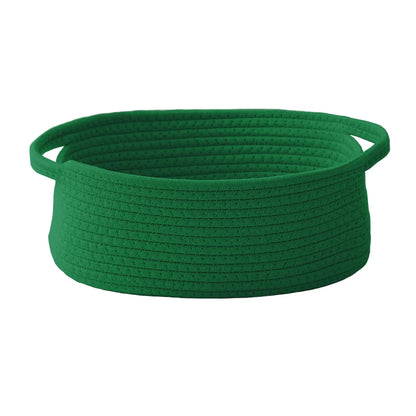 Small Woven Rope Storage Basket in Green