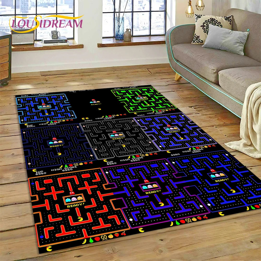 Retro Arcade Print Area Rug