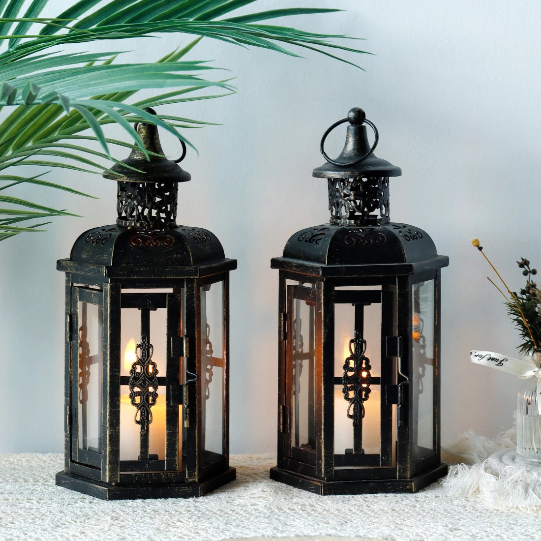 Vintage Iron Hanging Candle Lantern – candle holder photo 3