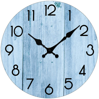 Minimalist Wooden Wall Clock in Blue, 10 Inch