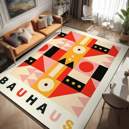 Primary Color Block Geometric Rug in Bauhaus Poster