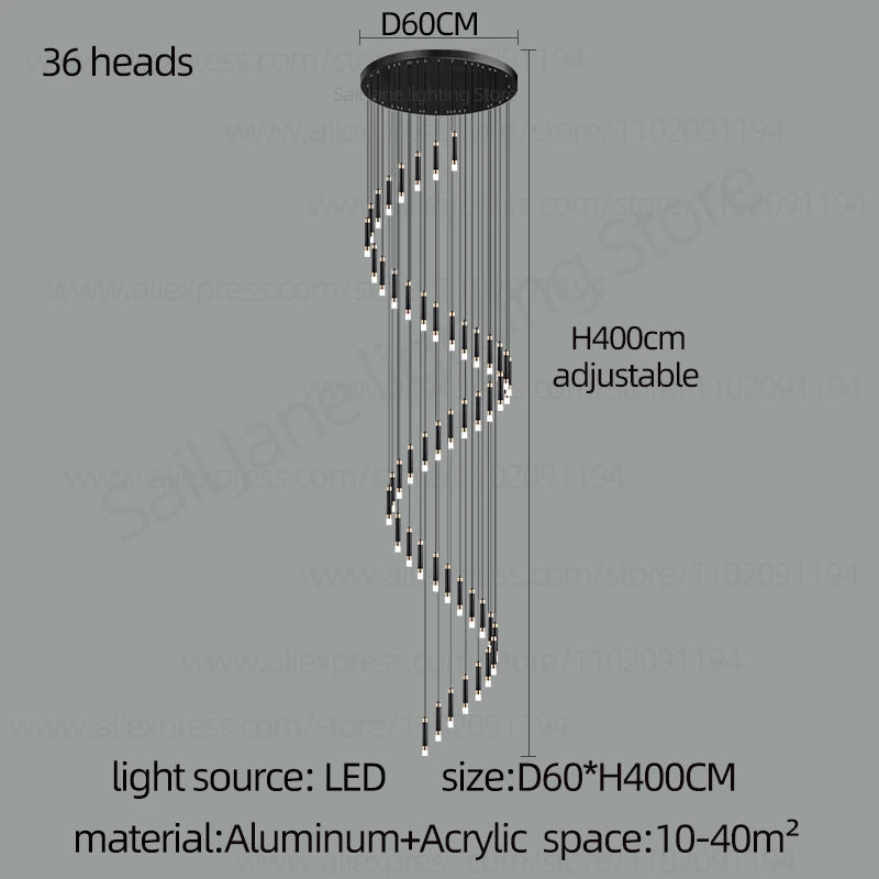 Interior Lighting Nordic Chandelier Home Decoration Living Room Pendant Modern Lustre Hall Lighting LED Staircase Long Pendant