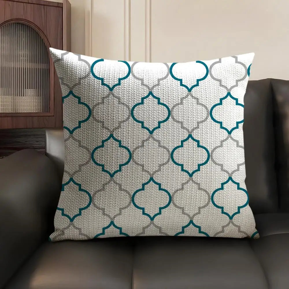 Modern Coastal Style Cushion Cover Natural Linen Organic Fabric Double Sided Print Sofa Pillow Case Home Decor Gift