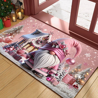 Holiday Season Doormat in Pink Gnome