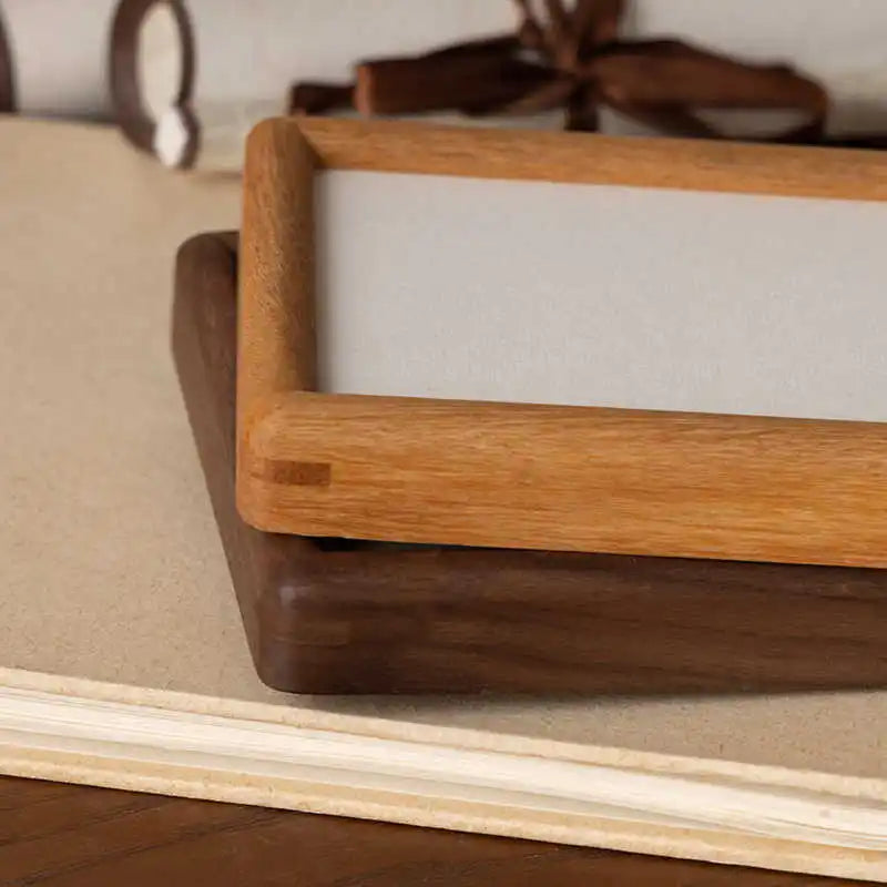 Rectangular Solid Wood Photo Frame High-Quality Black Walnut/Teak Mortise and Tenon Picture Frame Display Stand Desktop Decor