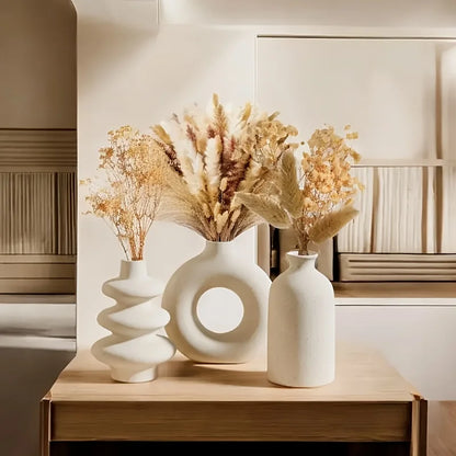 White Ceramic Vase Set of 3 – vase photo 3