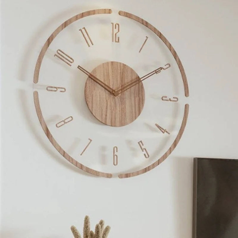 Hot Wall Clock Living Room Decoration Solid Wood Creative Silent Nordic Simple Quartz Clock Luxury Wall Watch Decor Fashion