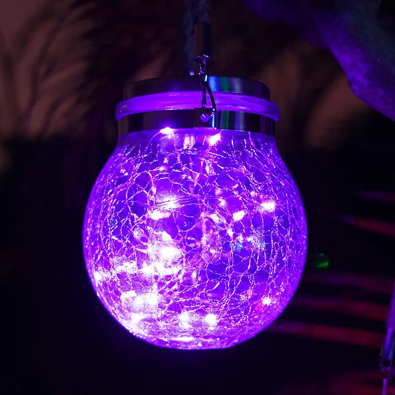 Solar Crackle Glass Jar Lights
