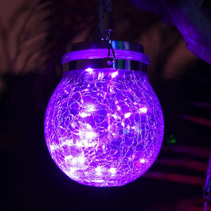 Solar Crackle Glass Jar Lights