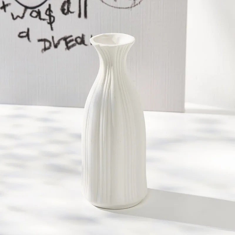 Nordic-style White Ceramic Vase, Modern Design, Living Room & Bedroom Decor, Flower Pot for Plant Cultivation