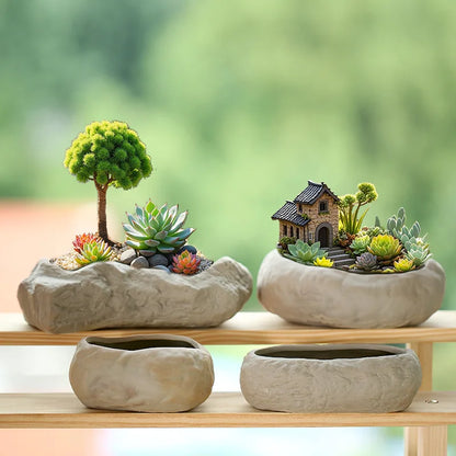Stone Textured Ceramic Succulent Planter – planter photo 3
