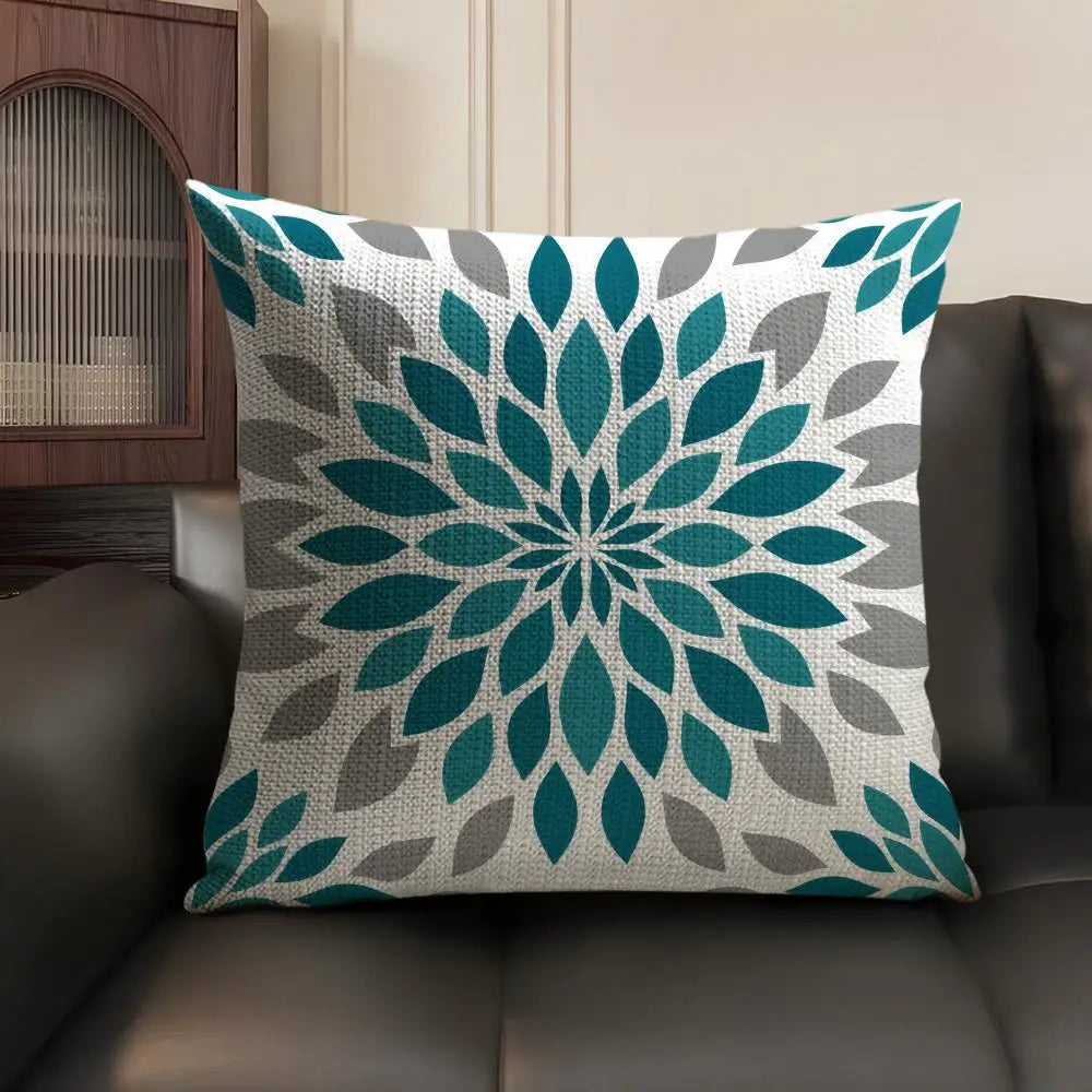 Modern Coastal Style Cushion Cover Natural Linen Organic Fabric Double Sided Print Sofa Pillow Case Home Decor Gift