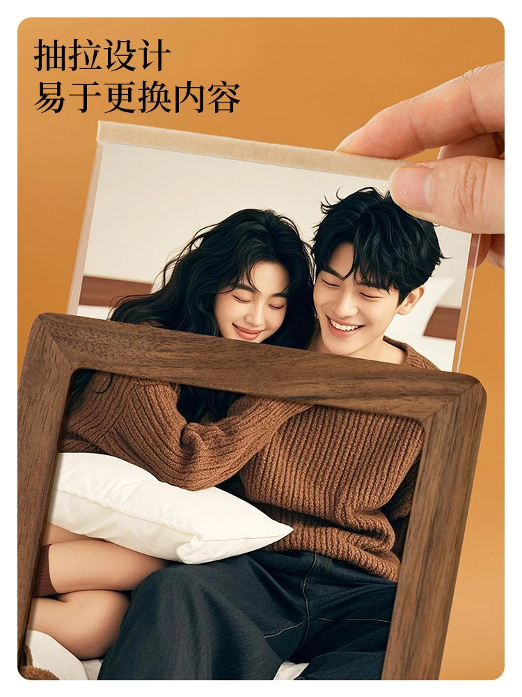 6-10inch Walnut Picture Frame, Walnut Wood Acrylic Photo Frames Handcrafted Rounded Corner Wooden Frames Tabletop Display
