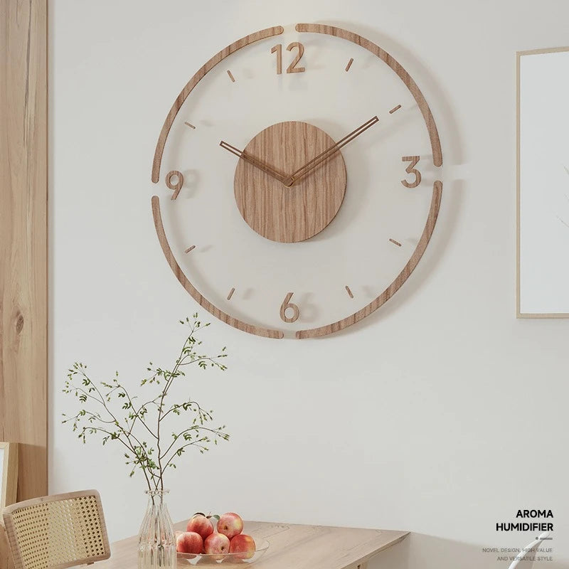 Hot Wall Clock Living Room Decoration Solid Wood Creative Silent Nordic Simple Quartz Clock Luxury Wall Watch Decor Fashion