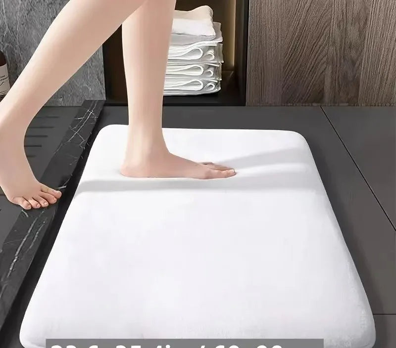 Coral Velvet Quick Dry Bath Mat in White