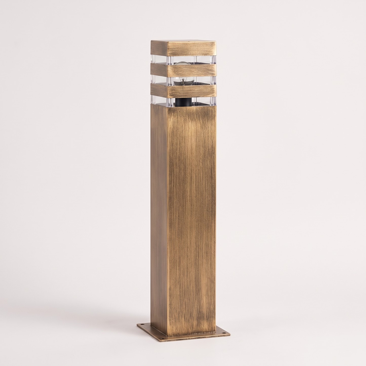 The bollard light at full height on a plain background