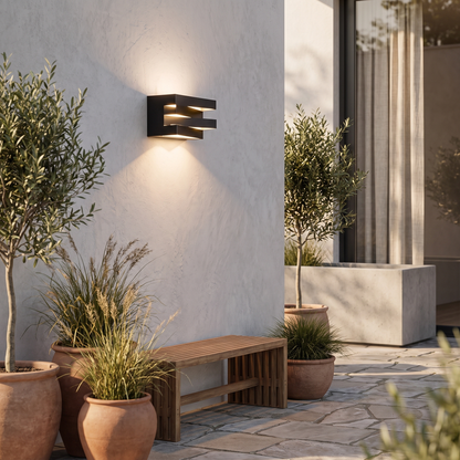 Slatted Black Up Down Wall Light – outdoor lighting photo 1
