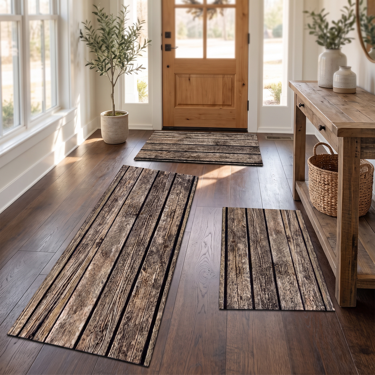 Weathered Plank Floor Mat – kitchen mat photo 1