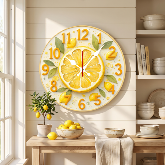 Lemon & Orange Wooden Wall Clock – wall clock photo 1