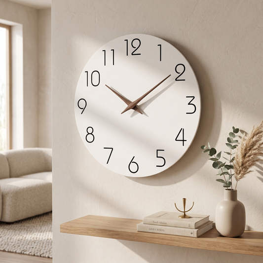 White Pattern Wooden Wall Clock – wall clock photo 1