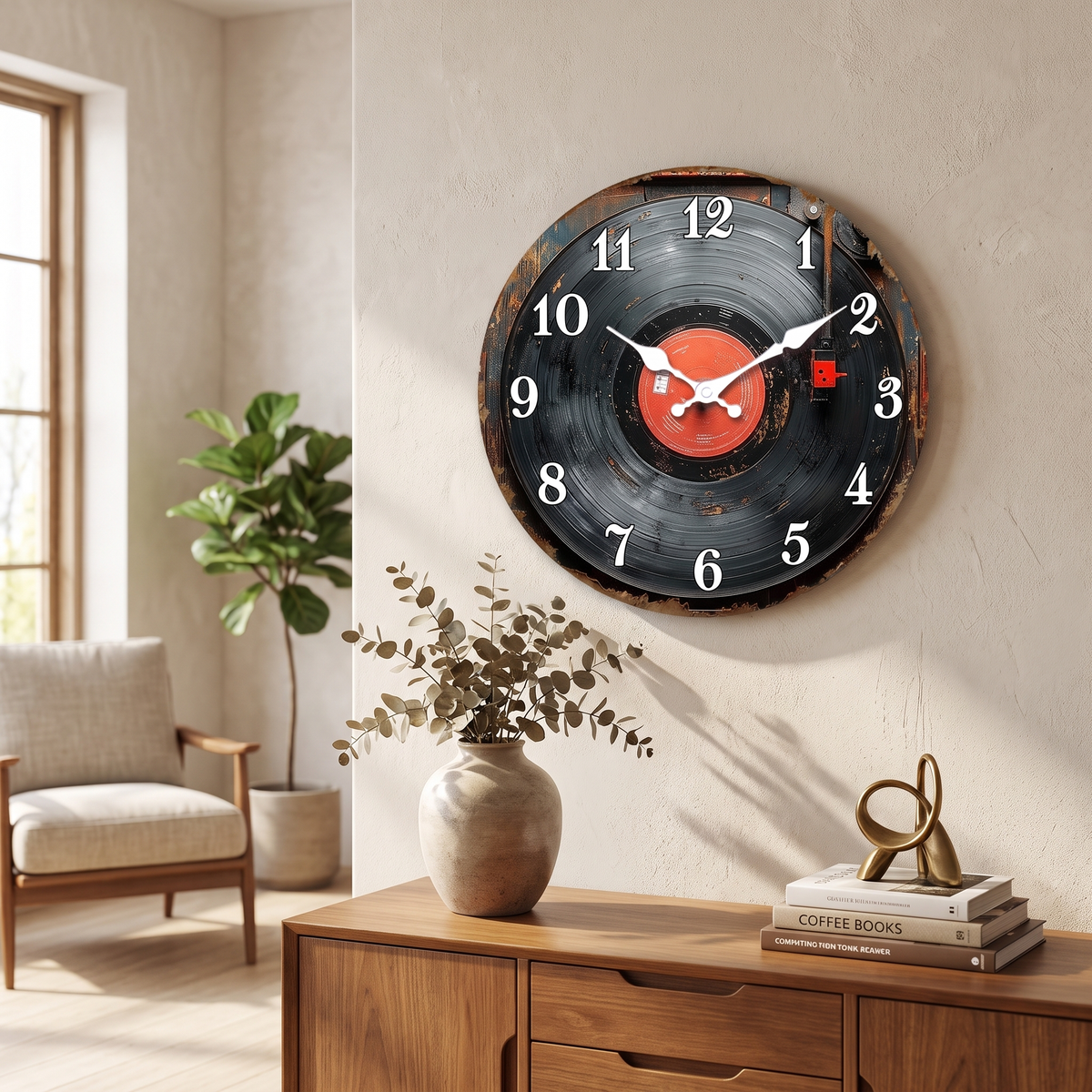 Vinyl Record Wooden Wall Clock – wall clock photo 1
