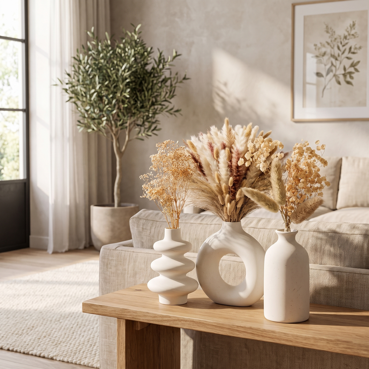 White Ceramic Vase Set of 3 – vase photo 1