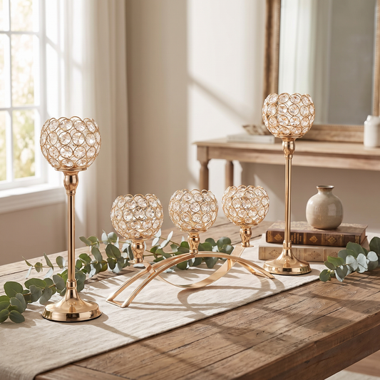 Gold Tealight Candelabra Set – candle holder photo 1