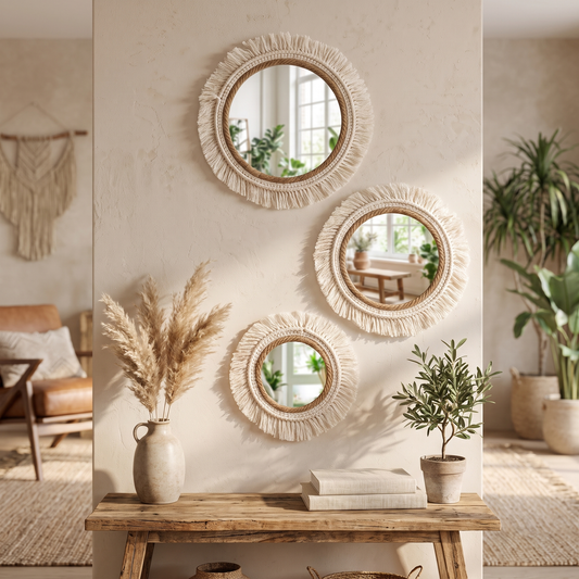 Woven Boho Wall Mirror – wall mirror photo 1