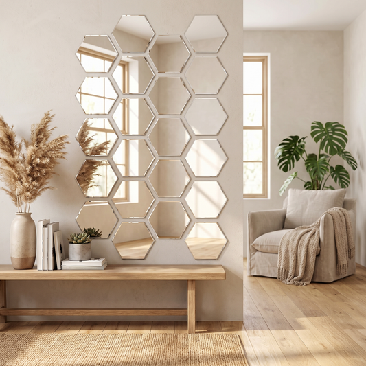 Hexagon Mirror Wall Stickers – wall decor photo 1