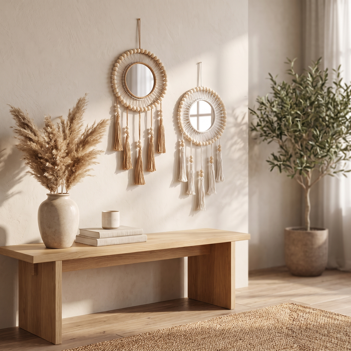 Wooden Bead Wall Mirror – wall mirror photo 1