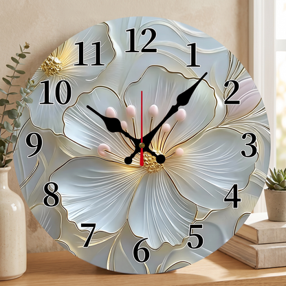 Gold Floral Wooden Wall Clock – wall clock photo 1