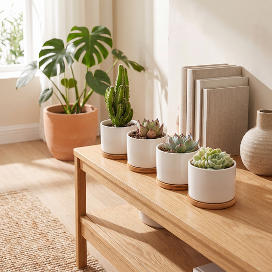 Mini White Ceramic Flower Pot – planter photo 1