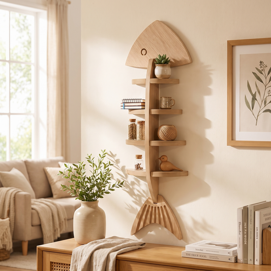 Fish Skeleton Wooden Wall Shelf – wall shelf photo 1