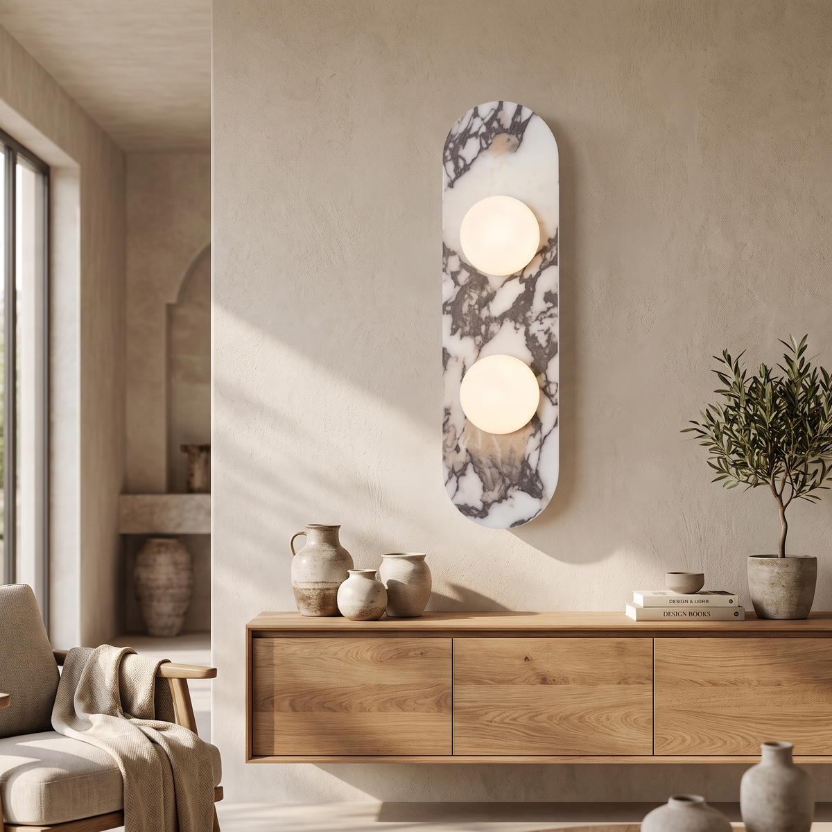 Natural Marble Glass Shade Wall Lamp – wall light photo 1