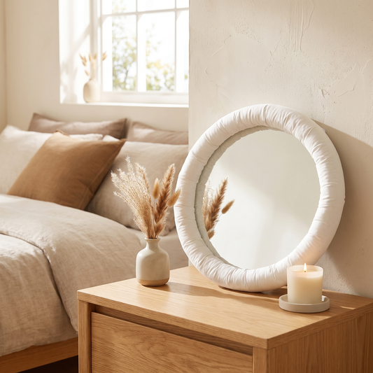 Fabric Framed Hanging Wall Mirror – wall mirror photo 1