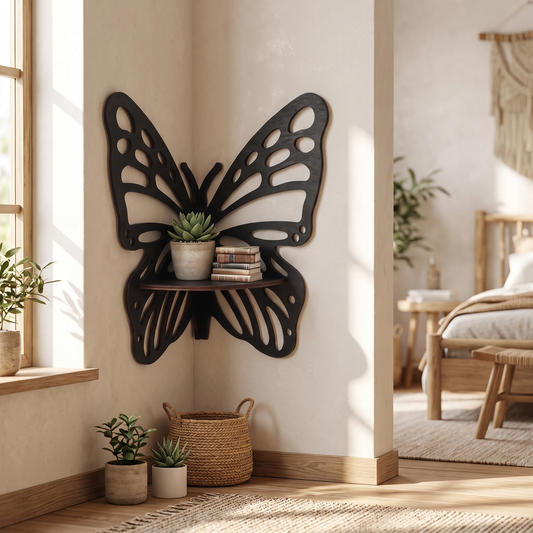 Butterfly Wooden Corner Shelf – wall shelf photo 1