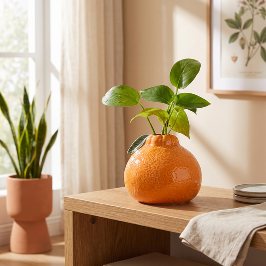 Orange Ceramic Hydroponic Vase – vase photo 1