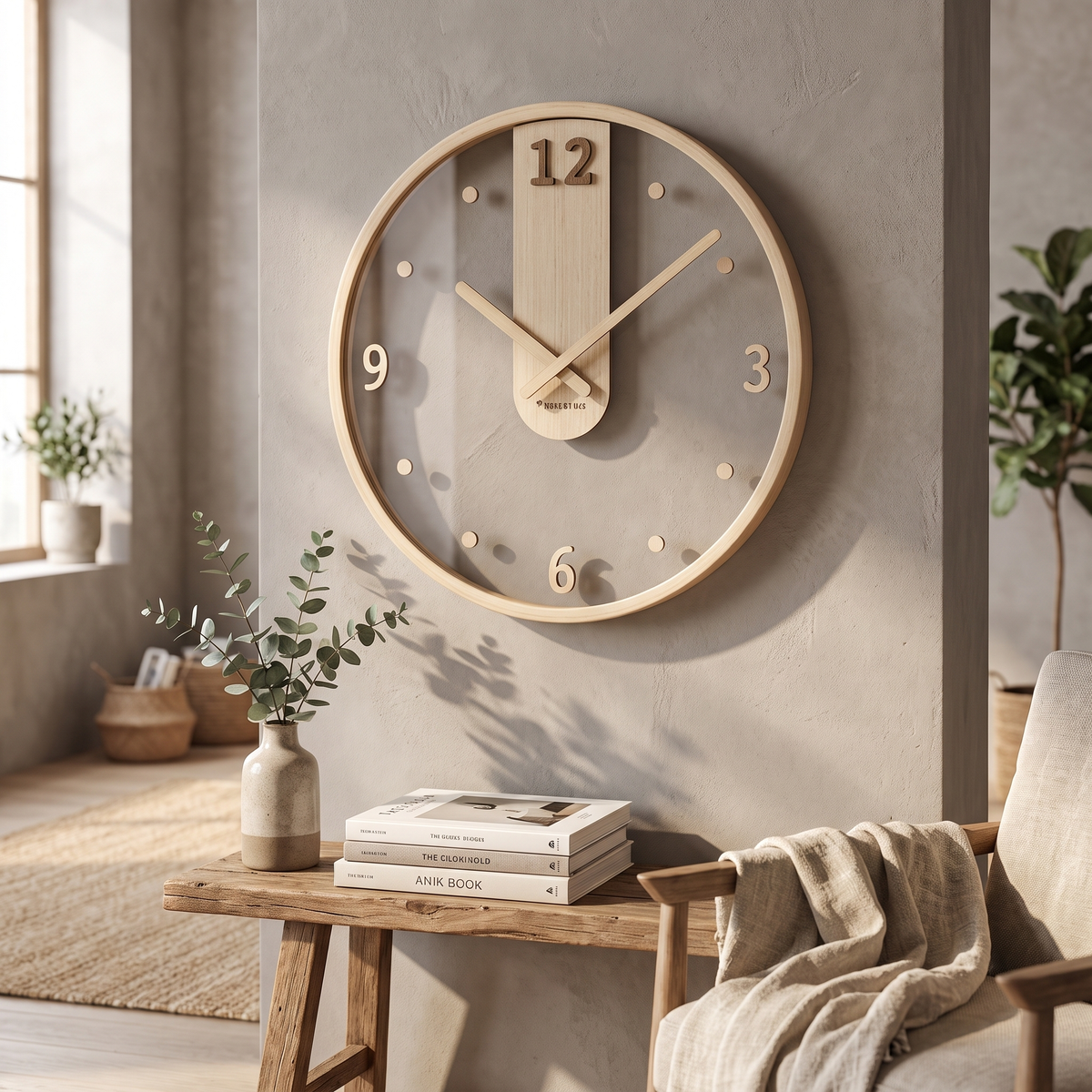 Transparent Glass Wood Wall Clock – wall clock photo 1
