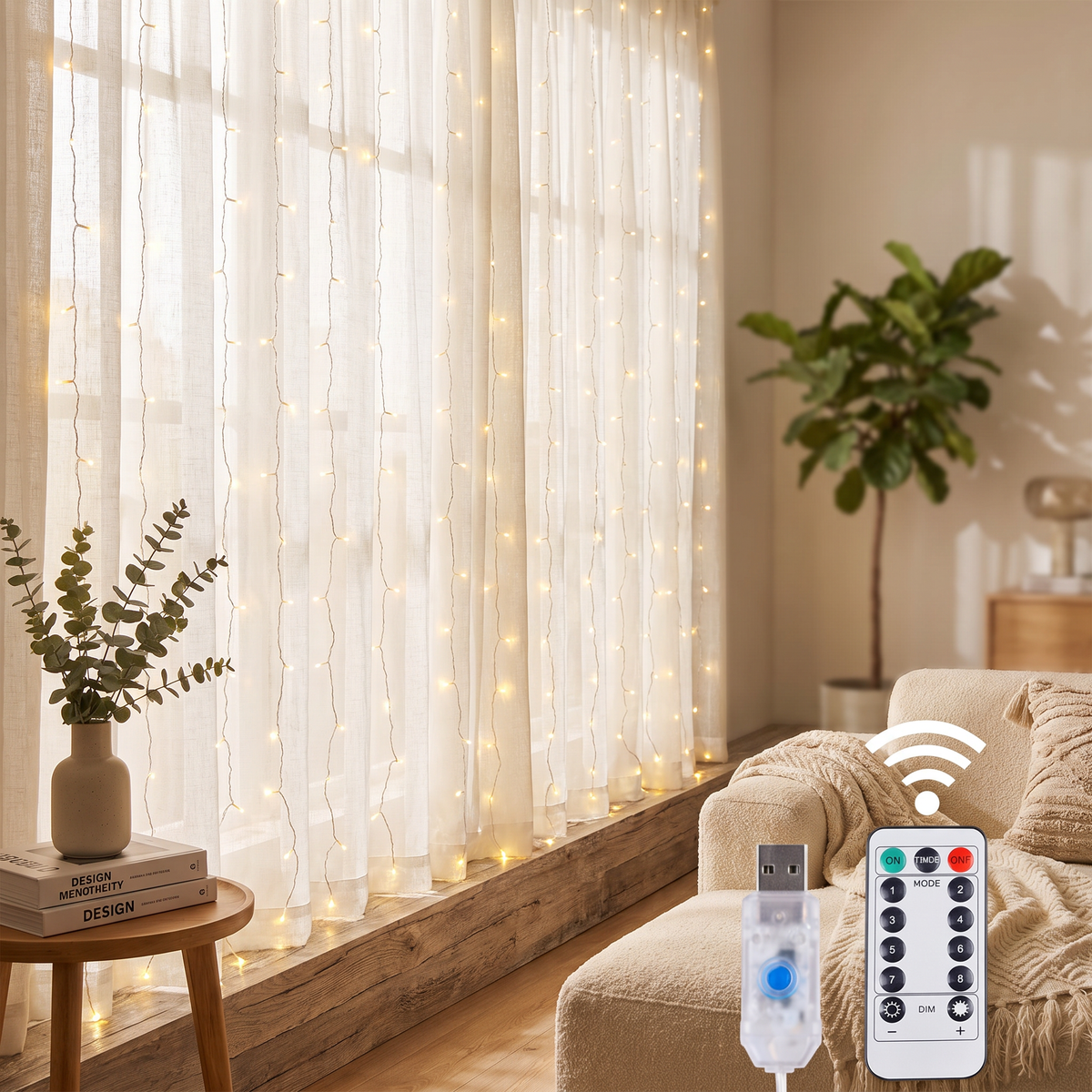 USB Remote Fairy Curtain Lights – string lights photo 1